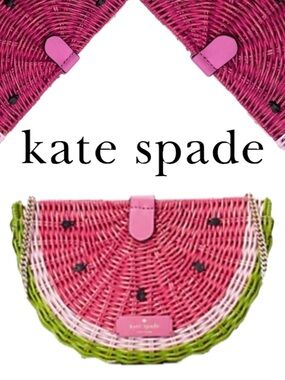 NWT Kate Spade Wicker Watermelon Bag picnic perfect Novelty crossbody travel